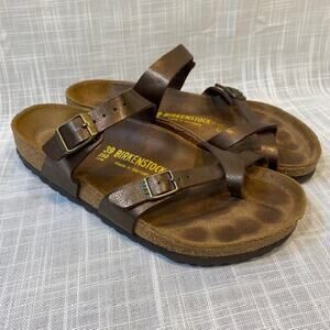 Birkenstock Womens Size 8.5 EU 39 Copper Mayari Slip On Leather Sandals Comfort